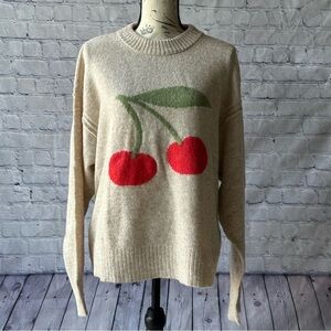 NWT American Eagle Whoa So Soft Cherry Crew Neck Sweater
